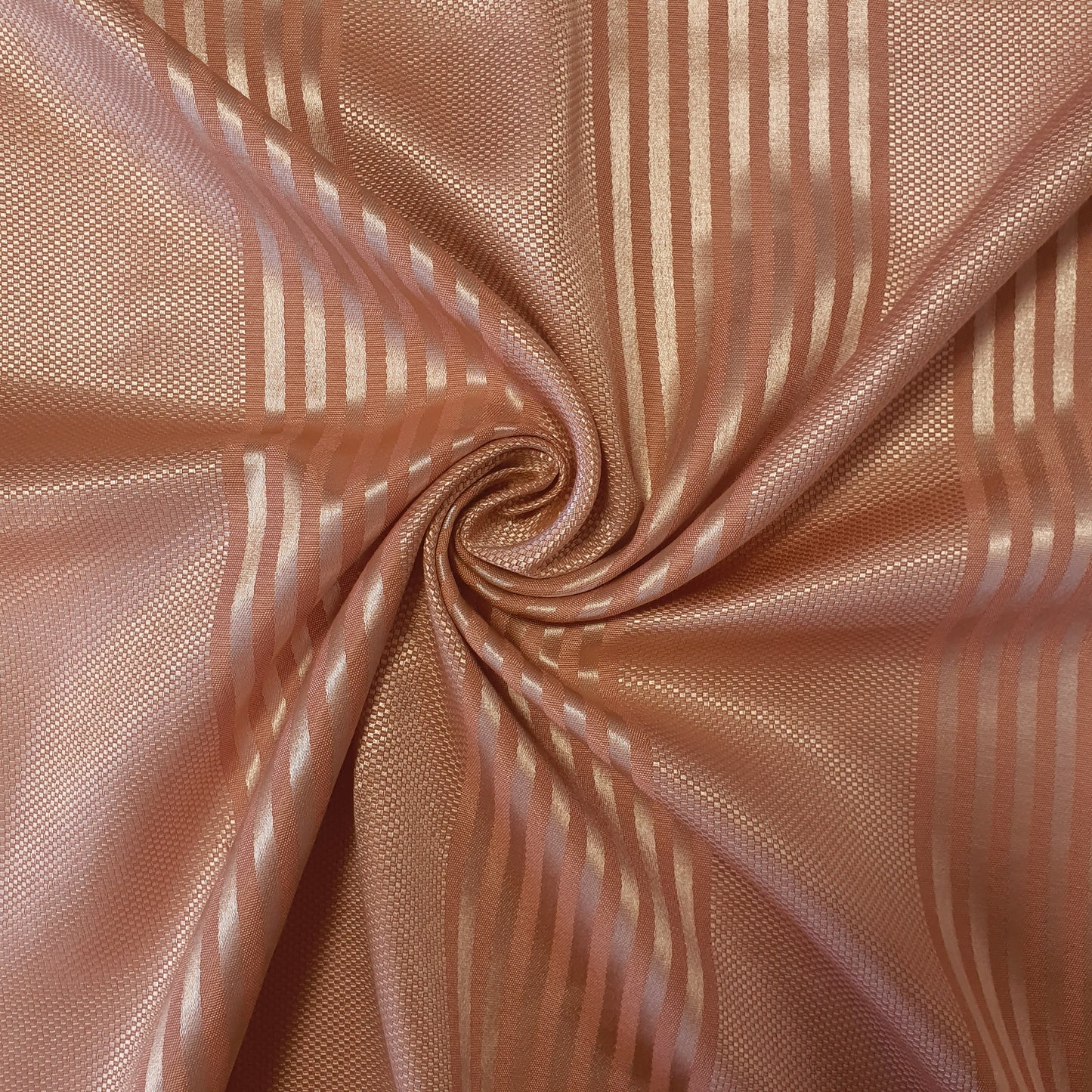 Luxurious Satin Jacquard Floral Upholstery Fabric – 58" for Curtains and Dressmaking (Dusky Pink Stripe)