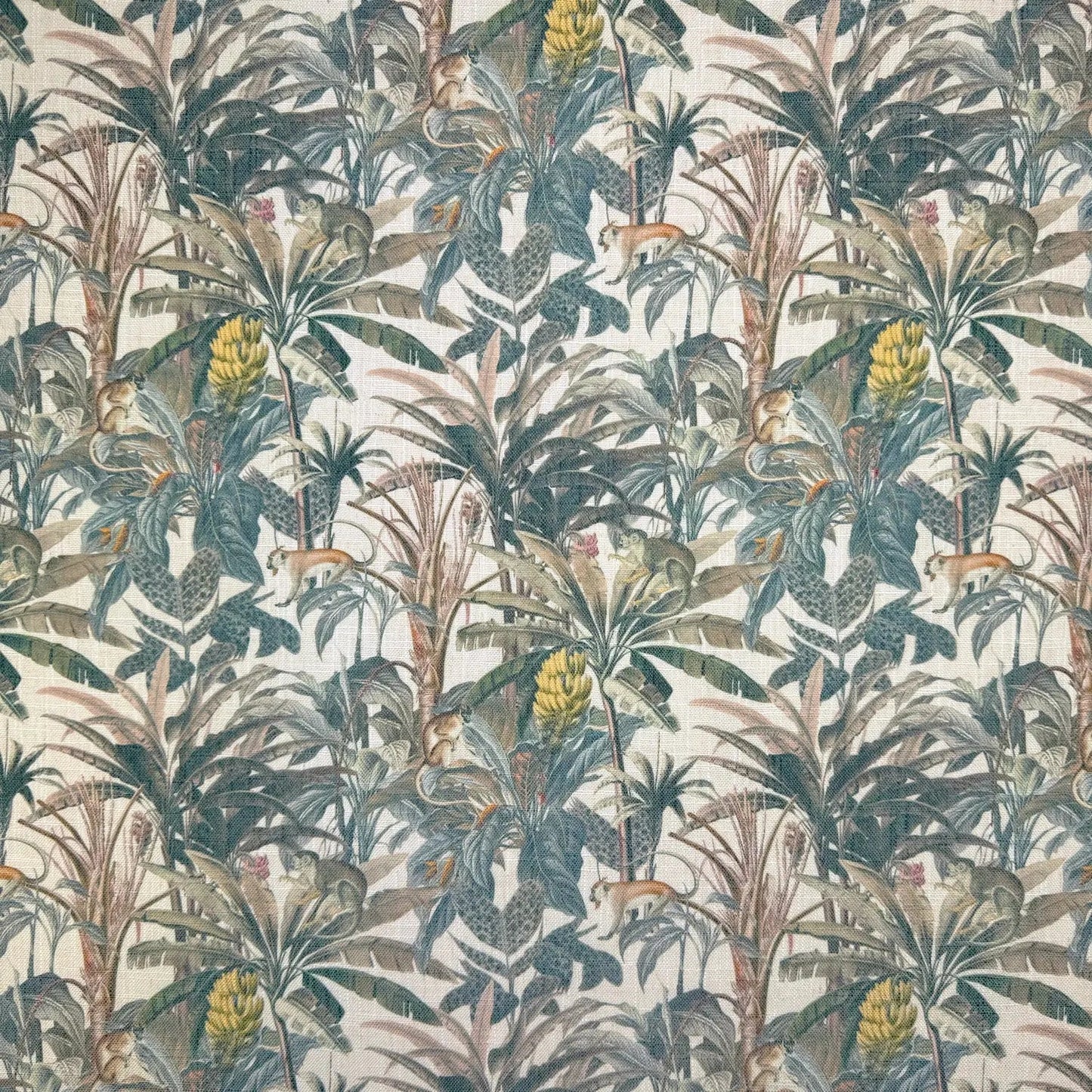 Printed Linen Look Upholstery Fabric | Heavyweight Linen Blend 55" (140cm) Wide Curtains, Blinds & Furnishing Fabric â€“ Sold by the Meter