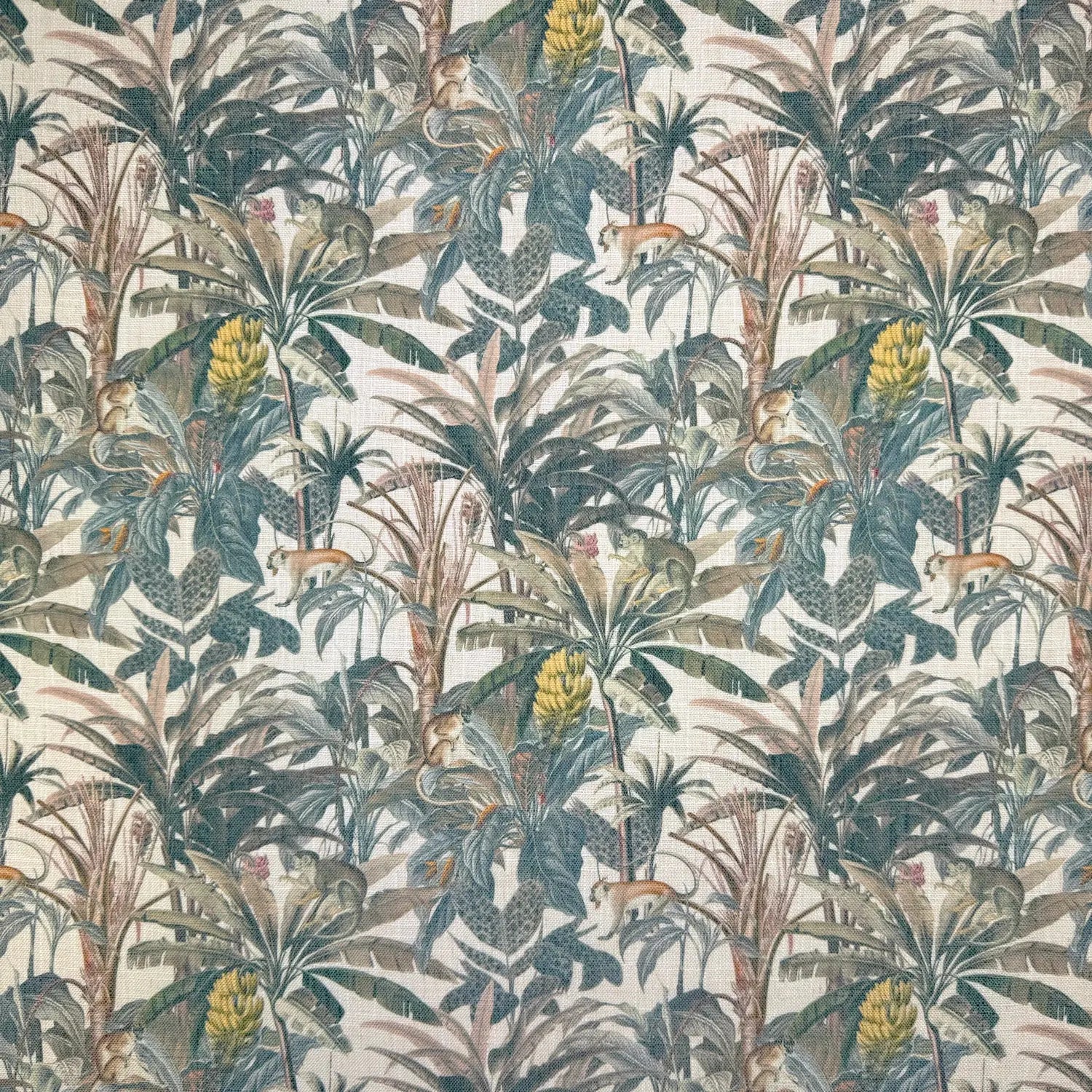 Printed Linen Look Upholstery Fabric | Heavyweight Linen Blend 55" (140cm) Wide Curtains, Blinds & Furnishing Fabric â€“ Sold by the Meter