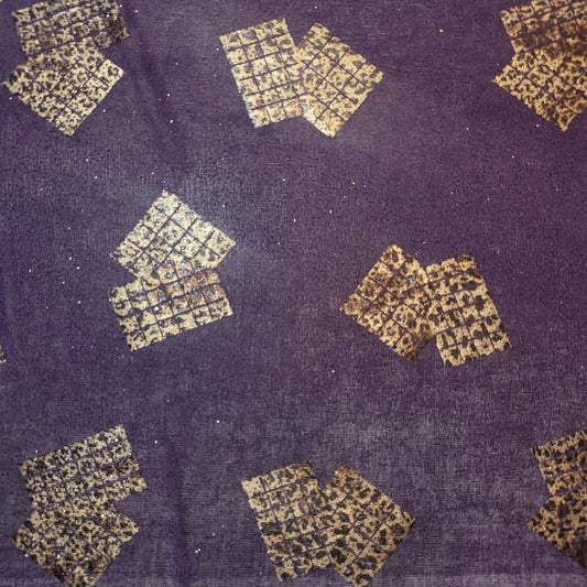 Deep Purple Leopard Foil Patch Stretch Jersey Fabric 58" By The Meter | Shimmer Dressmaking Material