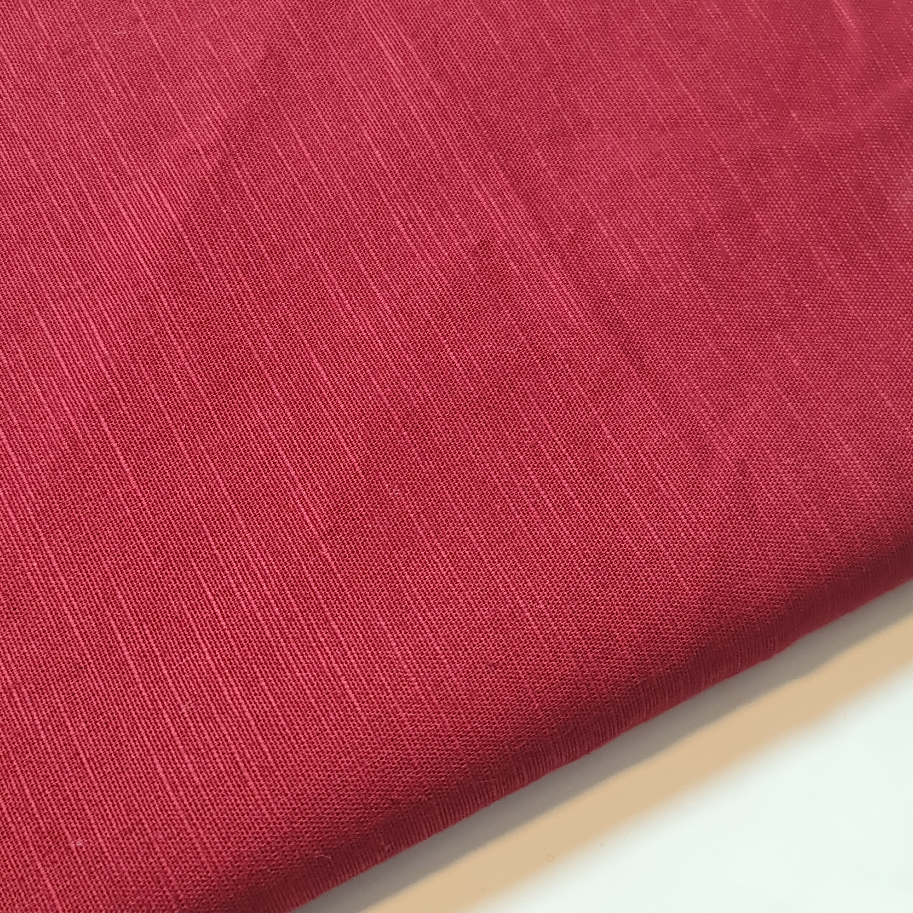 Deep Red Plain 100% Cotton Linen Fabric Craft Dress Quilting Material ...