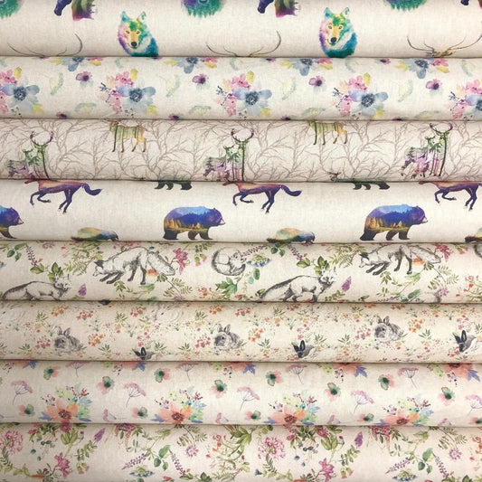 Cotton Rich Linen Look Printed Panama Fabric | 55" (140cm) Wide 200gsm Craft & Home Décor Fabric – Sold by the Meter