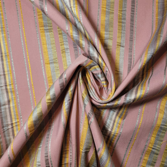 * Clearance * Geometric Stripes & Tartan Chenille Tapestry-Inspired Medium to Heavyweight Curtain & Upholstery Fabrics – 58" Wide",  Sold by the Meter (Dust Pink Cameo Stripe)