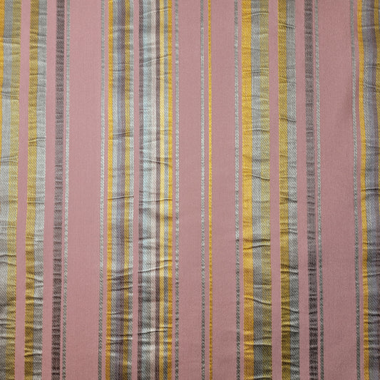 Dusty Pink Cameo Stripe Jacquard Fabric Medium Weight Curtain Soft Furnishing Fabric 58" By Meter