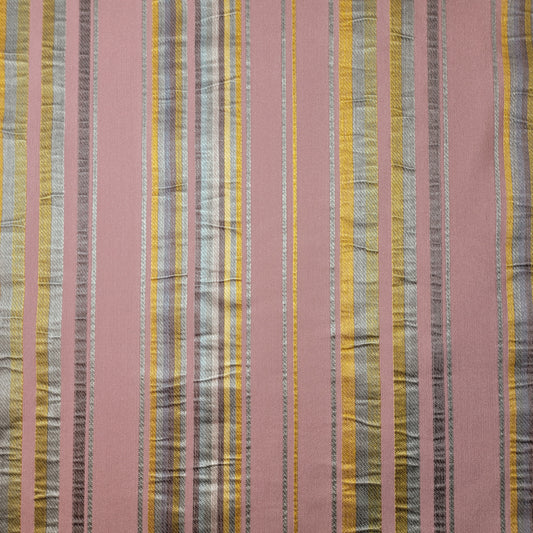 * Clearance * Geometric Stripes & Tartan Chenille Tapestry-Inspired Medium to Heavyweight Curtain & Upholstery Fabrics – 58" Wide",  Sold by the Meter (Dust Pink Cameo Stripe)