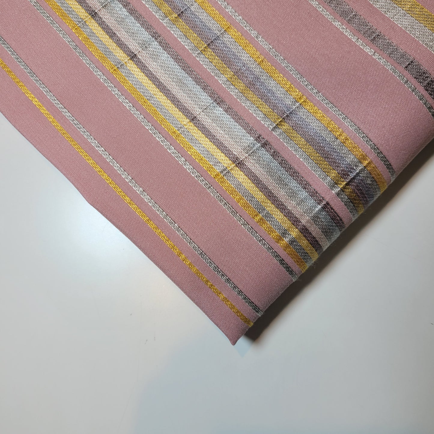 * Clearance * Geometric Stripes & Tartan Chenille Tapestry-Inspired Medium to Heavyweight Curtain & Upholstery Fabrics – 58" Wide",  Sold by the Meter (Dust Pink Cameo Stripe)