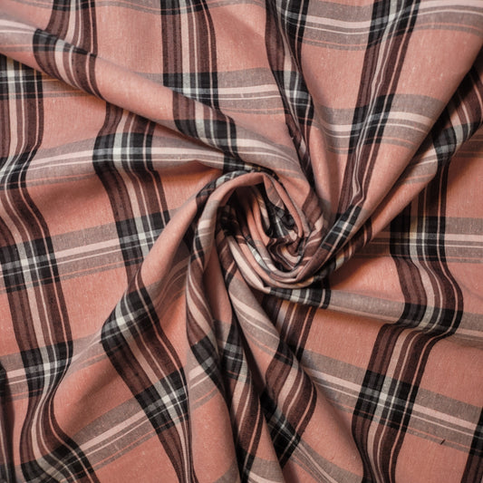 Altrosa/Schwarz, 100 % Baumwolle, Schottenkaro, kariert/gestreift, Kleiderstoff, Bastel- und Quiltmaterial, 147,3 cm, Meterware