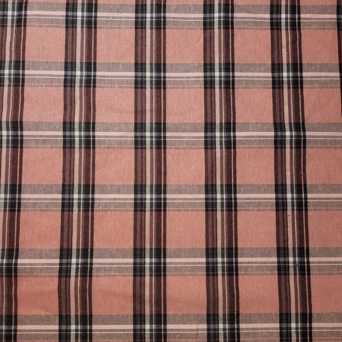 Dusty Pink Black 100% Cotton Tartan Check Plaid / Stripe Dress Fabric Craft Quilting Material 58" By The Meter