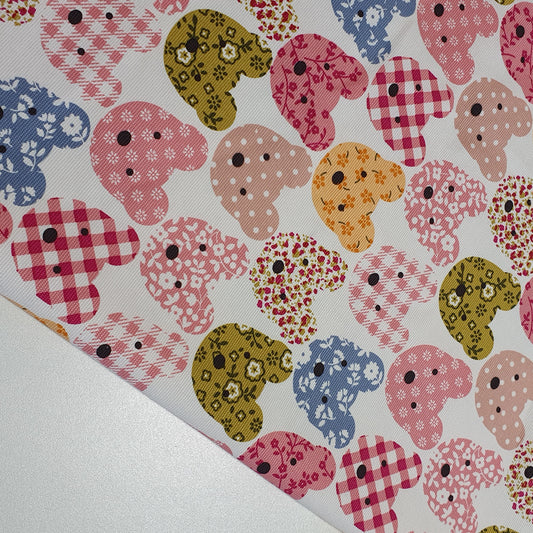 Luxuriöser, eleganter, lebendiger Canvas-Stoff aus 100 % Baumwolle mit floralem Polka-Muster, 147,3 cm breit, perfekt für Kinderprojekte und Bastelarbeiten (Blumen-Teddy)