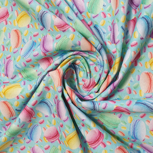 French Macrons 100% Cotton fabric Sweets Fruits, Treats & Macarons 44” wide perfect for Quilting, Crafts, Kidswear
