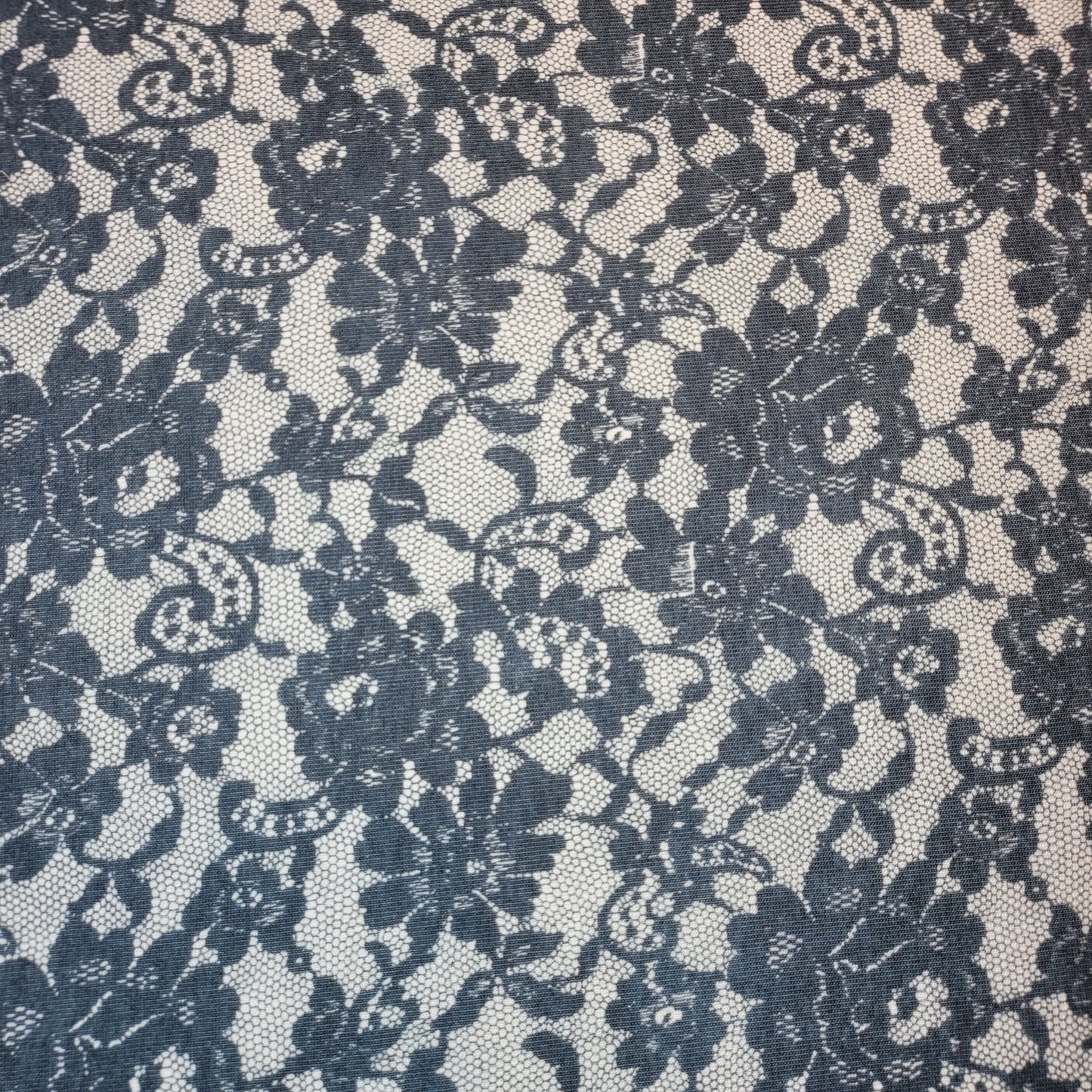 Grey Floral Lace Jersey Dress Craft Costume Material 58" By The Meter