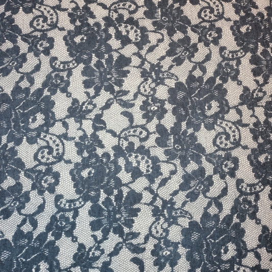 Grey Floral Lace Jersey Dress Craft Costume Material 58" By The Meter