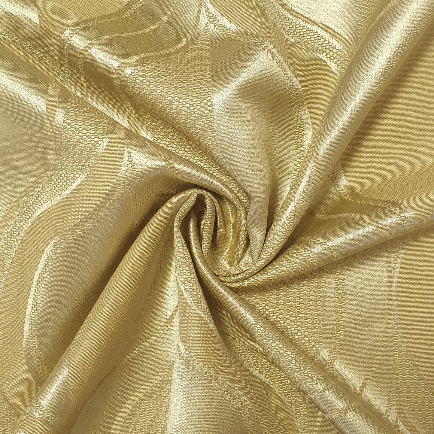 Luxurious Satin Jacquard Floral Upholstery Fabric – 58" for Curtains and Dressmaking (Gold Curve)