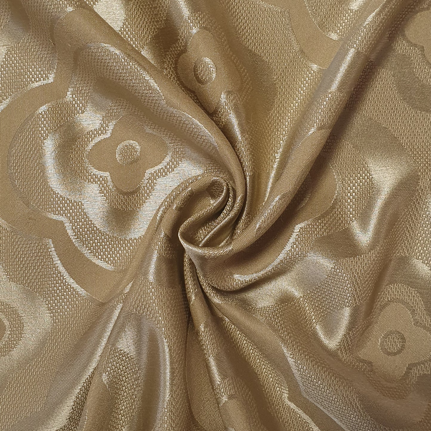 Luxurious Satin Jacquard Floral Upholstery Fabric – 58" for Curtains and Dressmaking (Gold Floral)