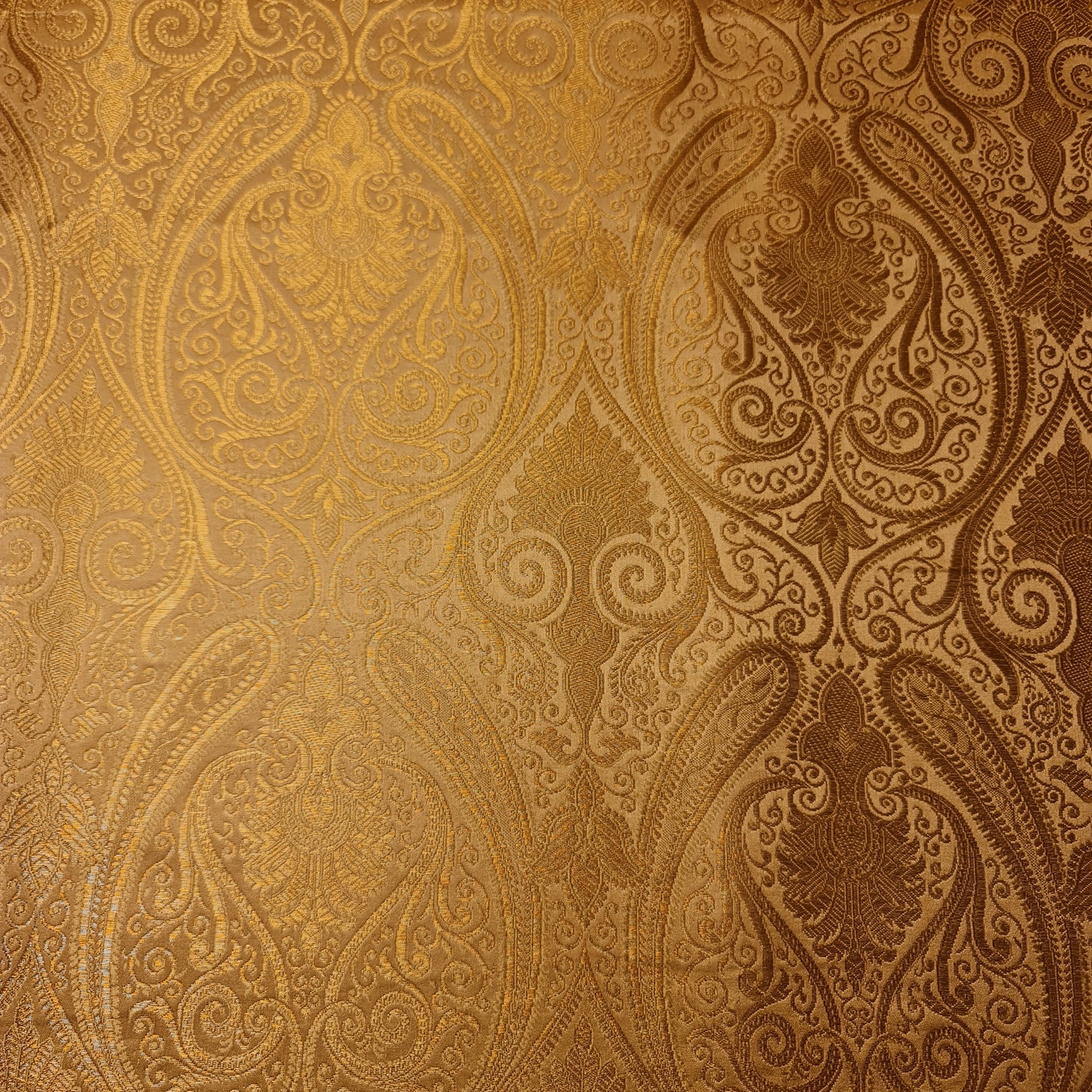 Gold  Double Paisley Gold Metallic Banarasi Brocade Fabric | Dress, Craft & Décor Material | 44" Wide By the Meter