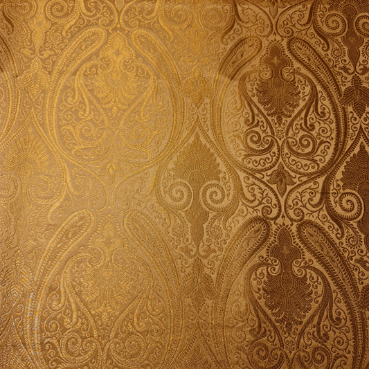 Ornamentaler Paisley Gold Metallic Druck Indischer Banarasi Brokat Stoff Meterware