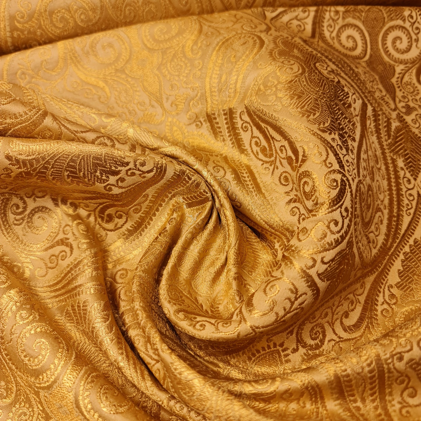 Gold  Double Paisley Gold Metallic Banarasi Brocade Fabric | Dress, Craft & Décor Material | 44" Wide By the Meter