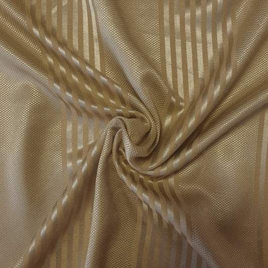 Luxurious Satin Jacquard Floral Upholstery Fabric – 58" for Curtains and Dressmaking (Gold Stripe)