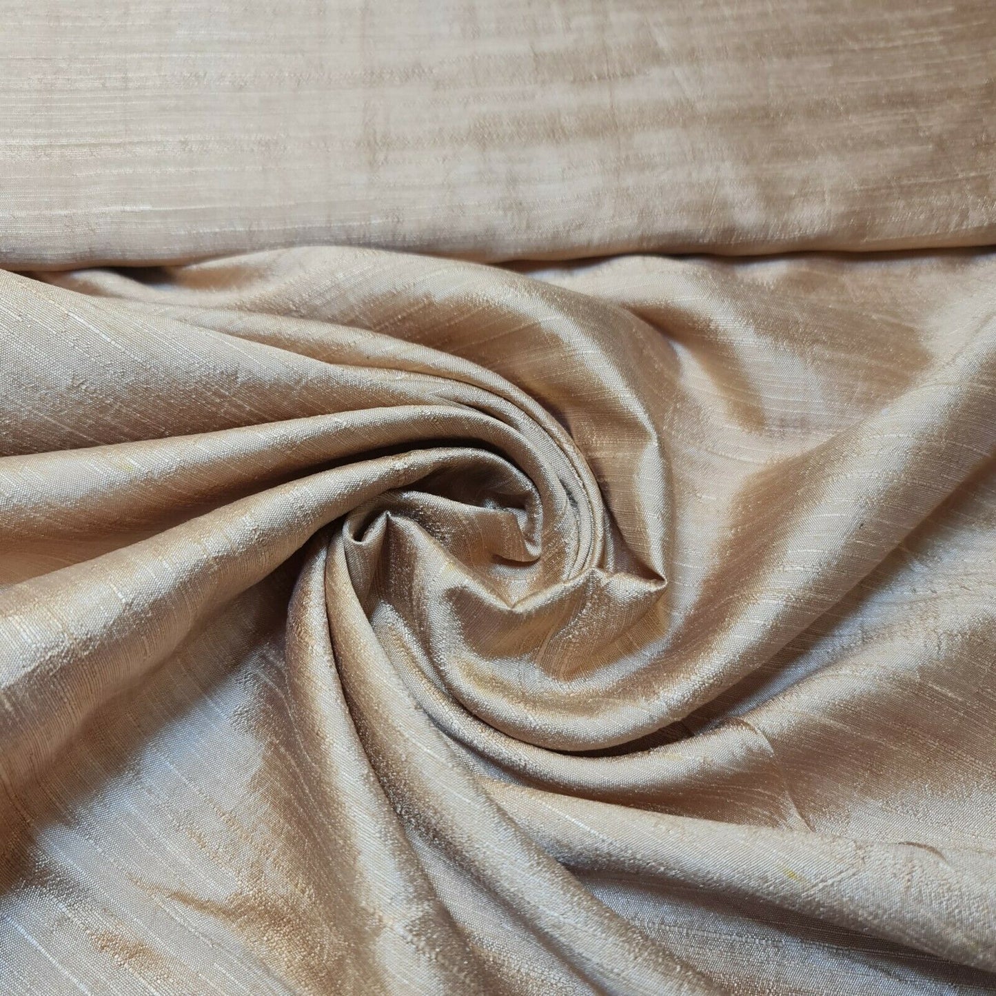 Gold Plain Raw Silk Faux Dupion 100% Polyester Upholstery Fabric Bridal Material 44" By The Meter