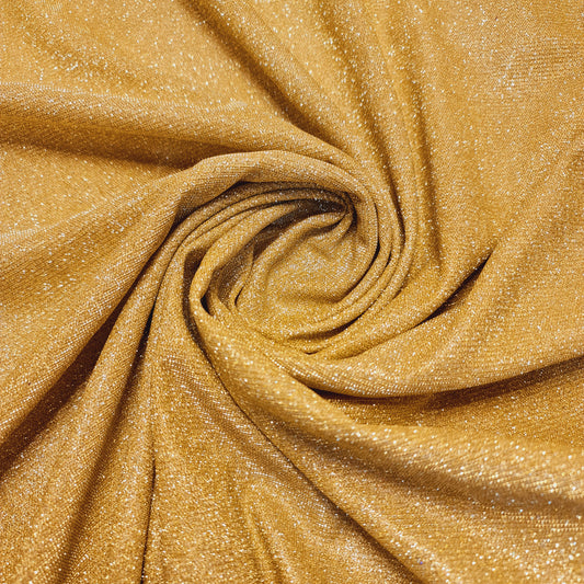 Goldschimmernder, glänzender, dehnbarer Nylonstoff mit Glitzer, für Kulissen, Weihnachtsdeko, Kleider, Bastelstoff, 147,3 cm, Meterware
