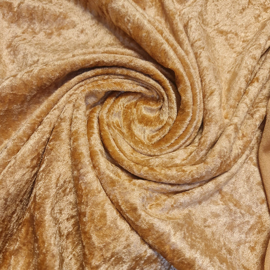 Goldfarbener, schlichter Pannesamtstoff, Stretch-Velours, 150 cm breit, Meterware