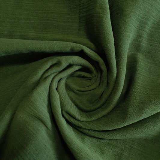 Green Double Gauze 100% Cotton Fabric Dress Double Cloth Muslin Material Meter 58"