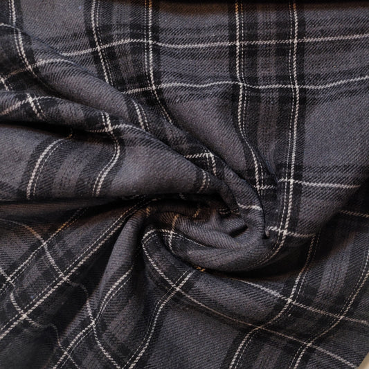 Elegant 100% Brushed Cotton Flannel: Tartan Winceyette Craft Dress Material - 58” Wide (Grey Hamilton)