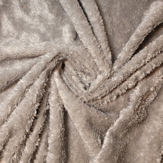 Grey Faux Fur Fabric Luxury Handle Short Pile Furry Soft Cuddly Material 58"