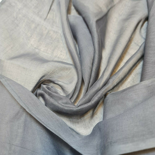 Grey 100% Cotton Muslin Fabric Sheer Gauze Plain Weave 44” Wide Dress Lining, Crafts Costume Material By The Meter