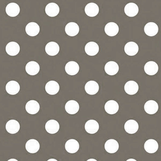 Grey Polka Polka Dot PVC Vinyl Tablecloth Fabric – 58" Wide, Waterproof, Easy-Clean Party / Event Material By The Meter