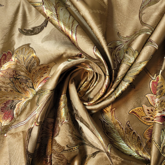 Gold Jacquard Damask Floral Jacquard Brocade Medium Weight Curtain & Upholstery Fabrics 58" Wide by the Meter
