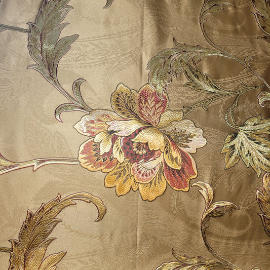 Gold Jacquard Damask Floral Jacquard Brocade Medium Weight Curtain & Upholstery Fabrics 58" Wide by the Meter