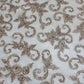 Gold Luxury Floral Embroidered Net Fabric – Designer Mesh Fabric 44" By The Meter