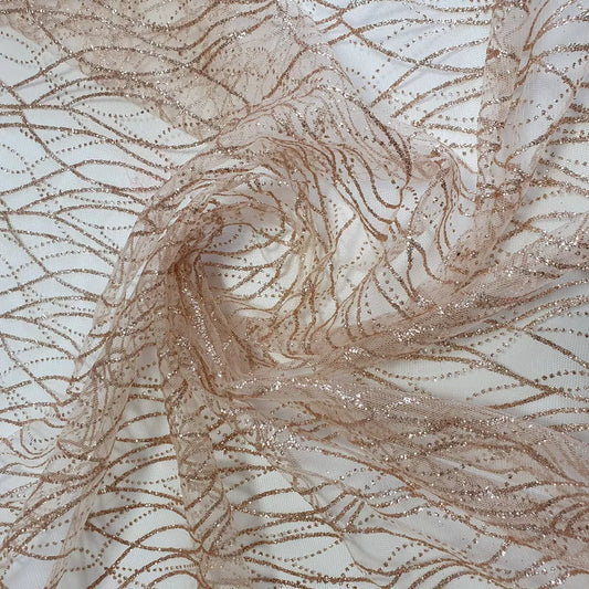 GOLD ZARI GLITTER SOFT MESH NET DRESS CRAFT FABRIC 44" BY THE METER