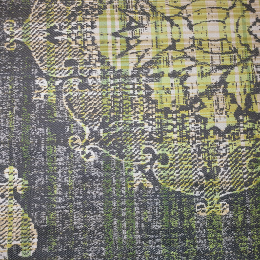 Green Camo Boucle Tweed Linen Look Fabric Medium Weight Curtain Upholstery Material 58" By Meter