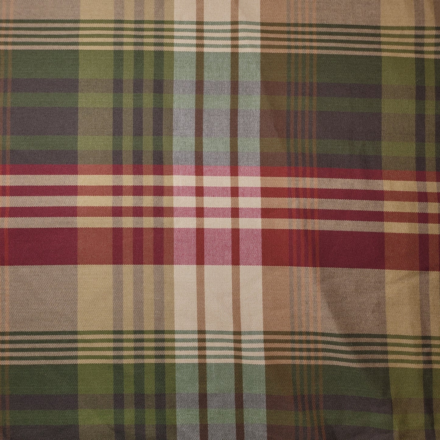 * Clearance * Geometric Stripes & Tartan Chenille Tapestry-Inspired Medium to Heavyweight Curtain & Upholstery Fabrics – 58" Wide",  Sold by the Meter (Green Red Tartan)