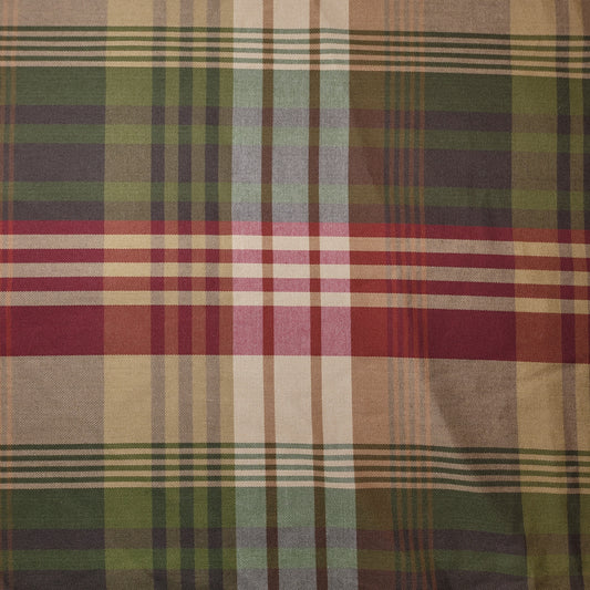 * Clearance * Geometric Stripes & Tartan Chenille Tapestry-Inspired Medium to Heavyweight Curtain & Upholstery Fabrics – 58" Wide",  Sold by the Meter (Green Red Tartan)