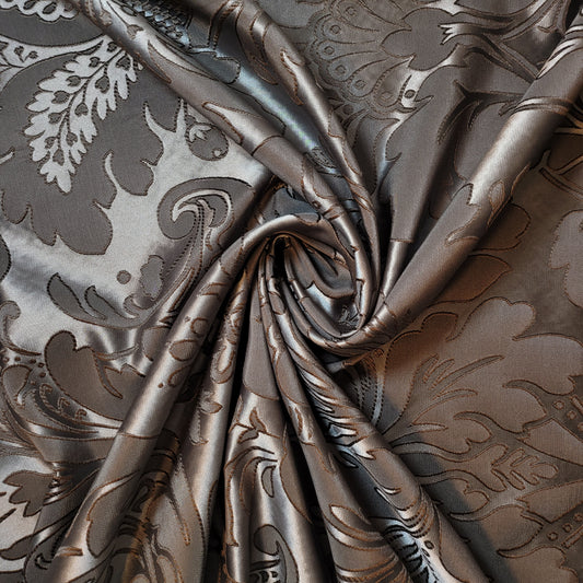 Grey Damask Floral Jacquard Damask Medium Weight Curtain & Upholstery Fabrics 58" Wide by the Meter