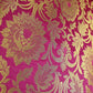 Cerise Pink Banarasi Brocade Fabric with Gold Zari Floral Design | Premium Indian Jacquard Material By Meter 44"