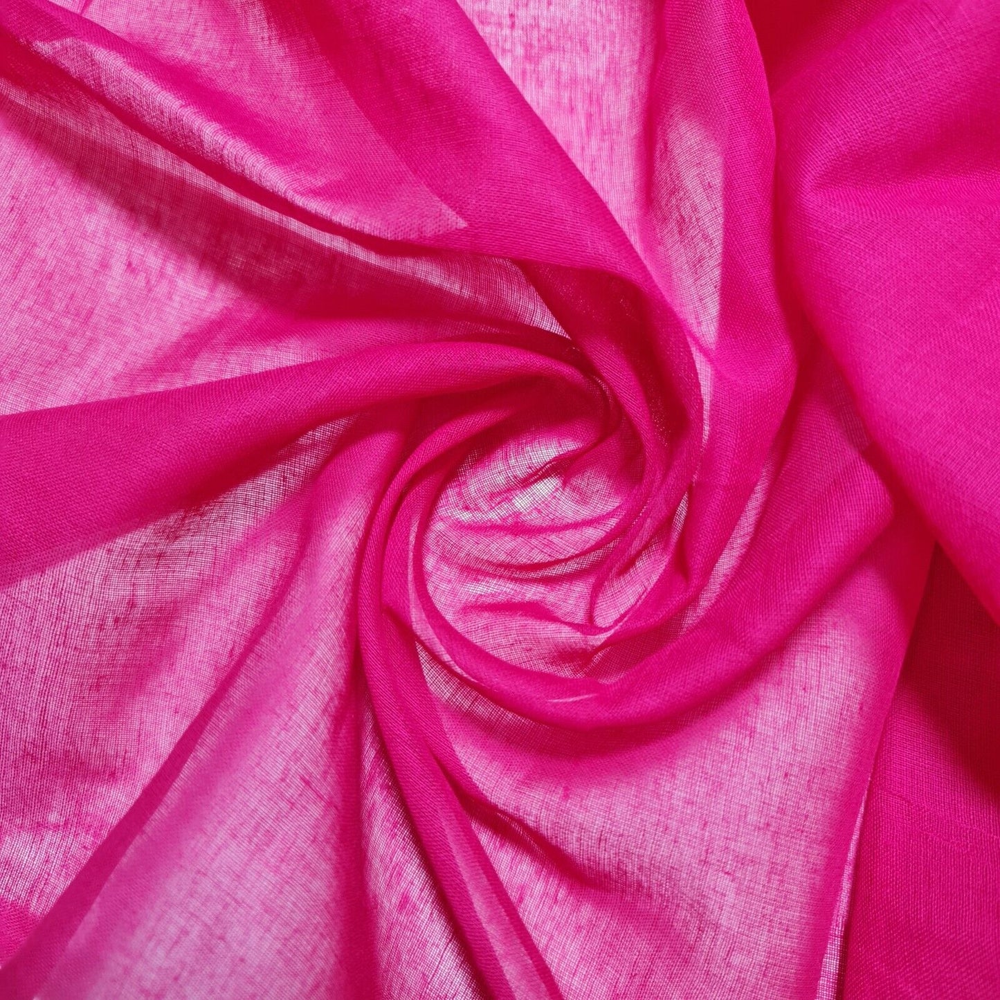 Hot Pink 100% Cotton Muslin Fabric Sheer Gauze Plain Weave 44” Wide Dress Lining, Crafts Costume Material By The Meter
