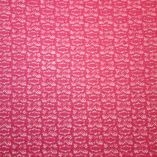 Hot Pink Corded Floral Stretch Floral Braut Spitze Stoff Polyester Mesh Elasthan Mischung Kleid Material 58" Meterware