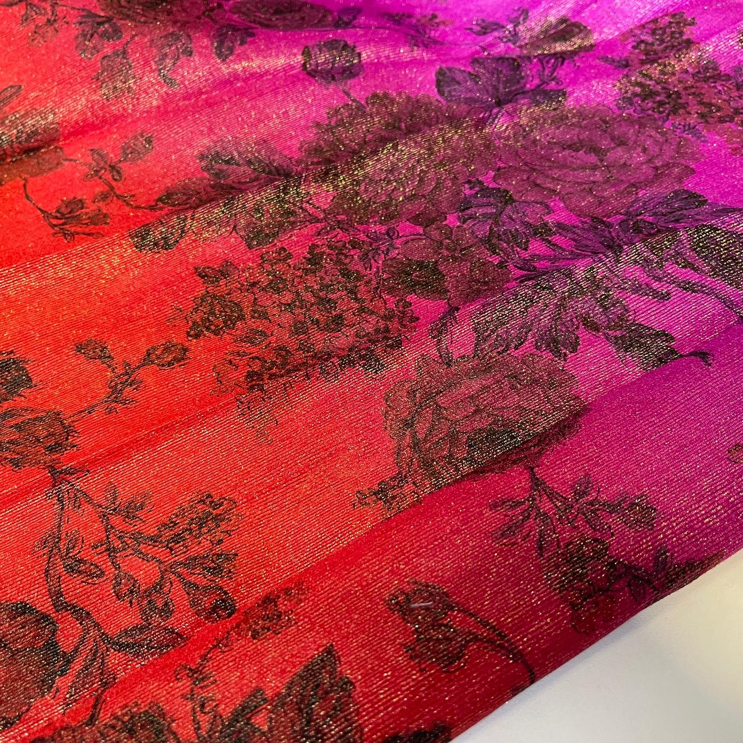 Floral Multi Tone Polyester Raw Silk Material Dress Craft Quilting Fabric 44" Wide By The Meter