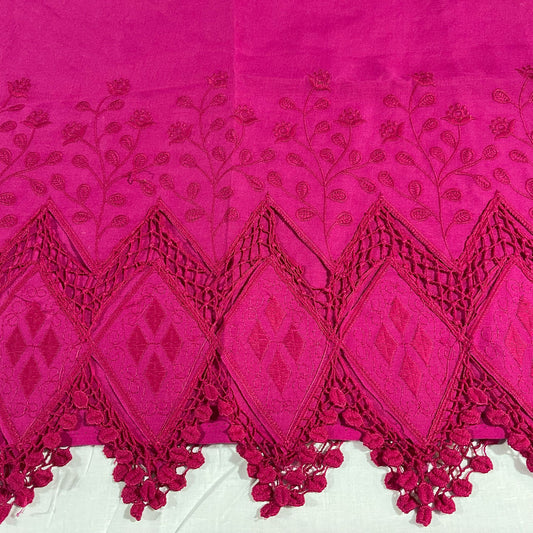 Hot Pink Cotton Floral Embroidery Fabric Lace Broderie Anglaise Dress Craft Material 44" By the Meter