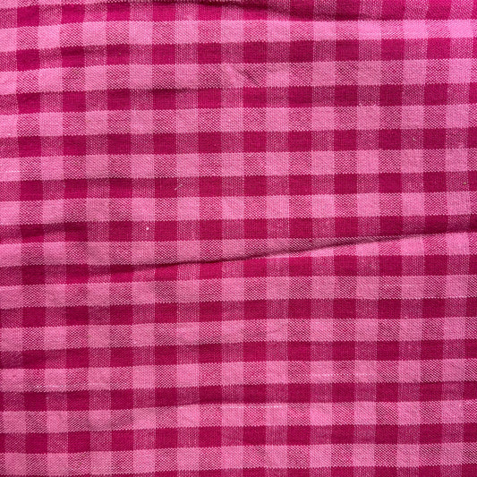 Pink Gingham 100% Cotton Seersucker Fabric Crush Costume Craft Dress Material 58" By The Meter