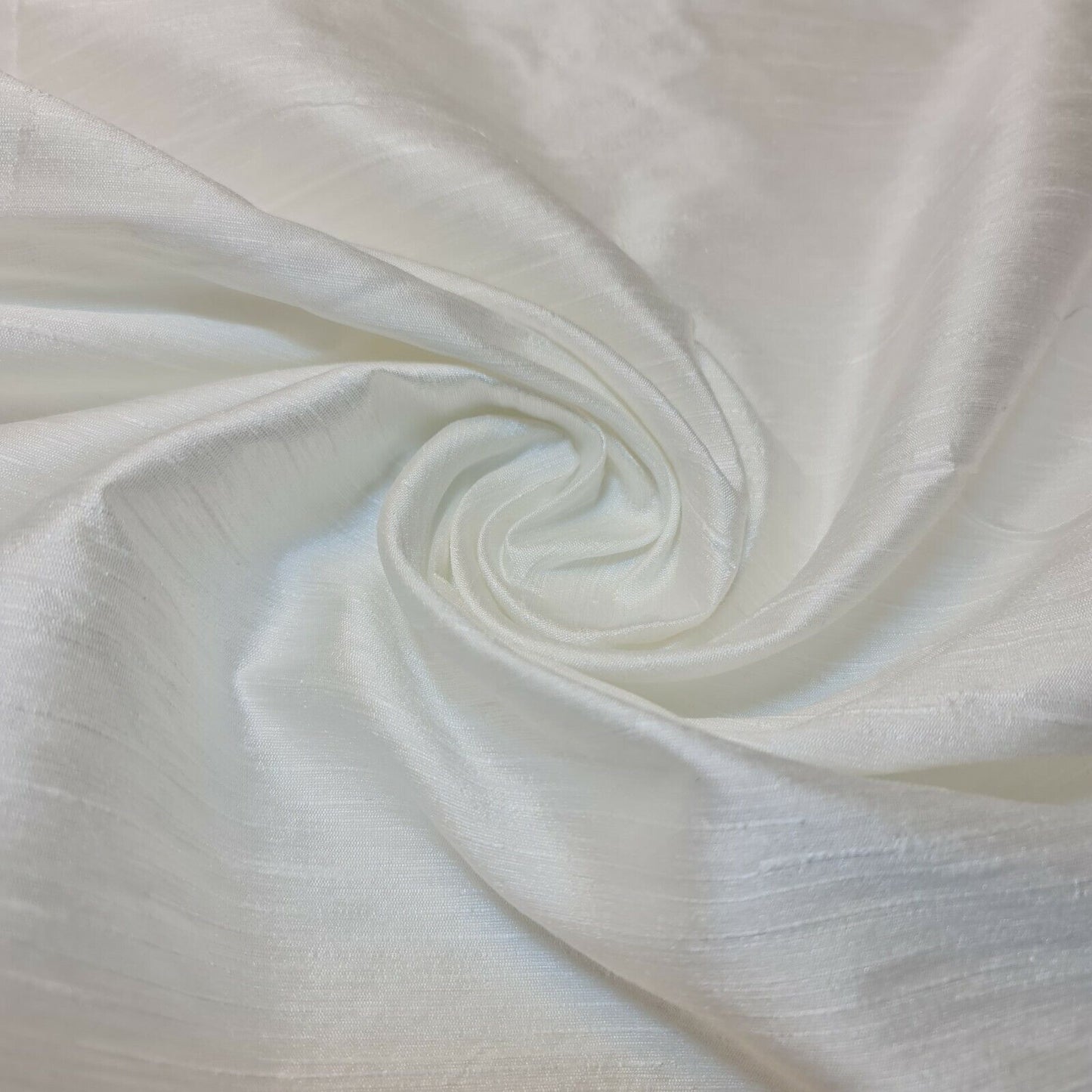 Ivory Plain Raw Silk Faux Dupion 100% Polyester Upholstery Fabric Bridal Material 44" By The Meter