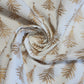 Deluxe Gold Foil Snowflake & Xmas Tree Print Cotton Fabric: 44” Wide for Festive Decor (Ivory Trees)