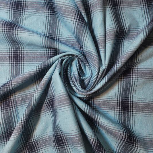 Eisblau-Marineblau, 100 % Baumwolle, Tartan-Karomuster, kariert/gestreift, Kleiderstoff, Bastel- und Quiltmaterial, 147,3 cm, Meterware