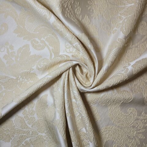 Ivory Floral Jacquard Damask Medium Weight Curtain & Upholstery Fabrics 58" Wide by the Meter