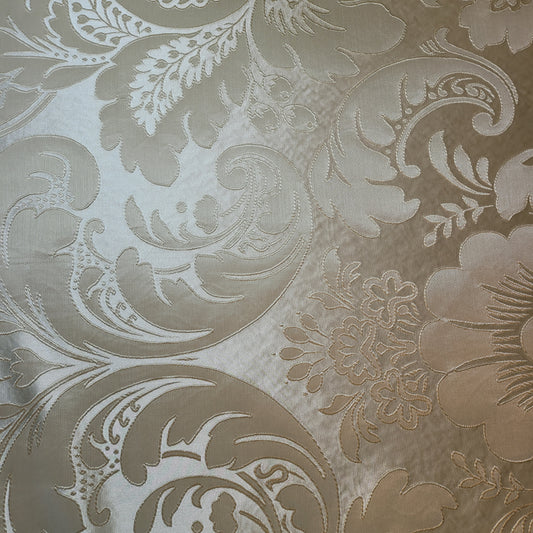 Ivory Floral Jacquard Damask Medium Weight Curtain & Upholstery Fabrics 58" Wide by the Meter