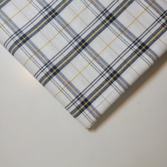 Ivory Mustard 100% Cotton Tartan Check Plaid / Stripe Dress Fabric Craft Quilting Material 58" By The Meter